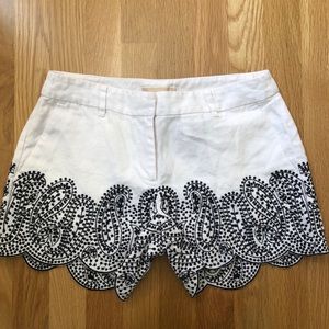 Michael Kors White and Black Embroidered Shorts
